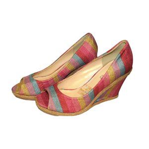 Beverly Mills Rainbow Peep-Toe Heeled Espadrilles Size 5 NWOT